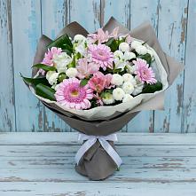 Букет цветов из:  Герберы, Альстромерии и Хризантемы #REPLACE_PRED# Гражданском