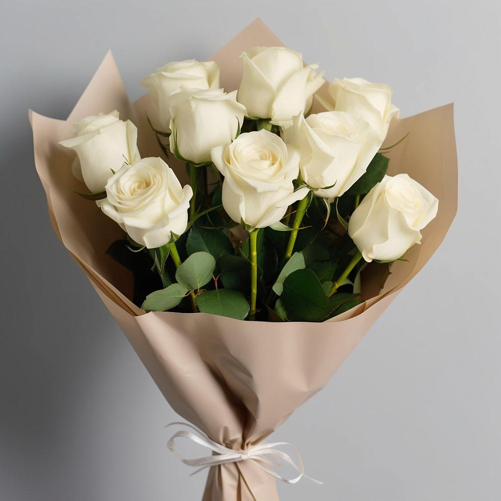 Букет 9 Белых роз Эдлесс Лав в Гражданском