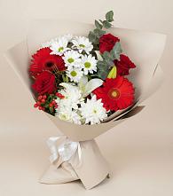 Букет цветов из:  Розы, Хризантемы, Герберы и Лилии #REPLACE_PRED# Гражданском