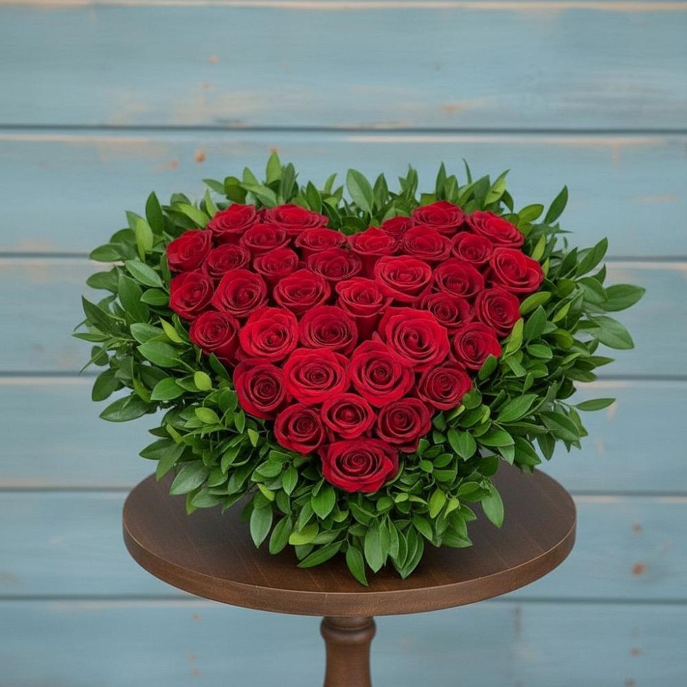 Цветочная композиция из Розы в виде сердца в Гражданском