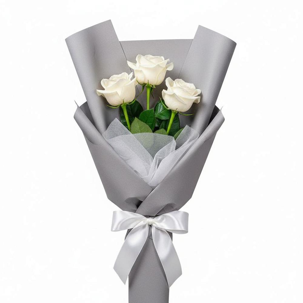Букет 3 белые розы в Гражданском